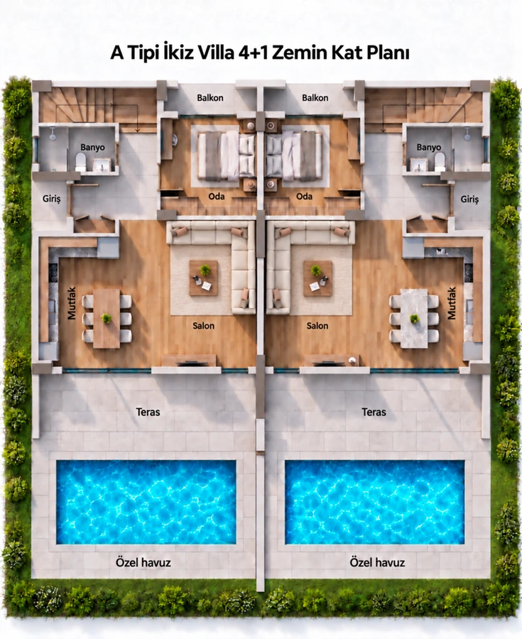 A Tipi İkiz Villa 4+1 — Zemin Kat