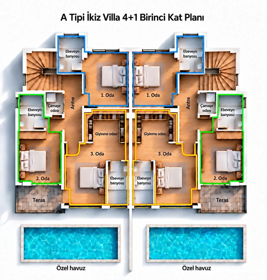 A Tipi İkiz Villa 4+1 — Birinci Kat