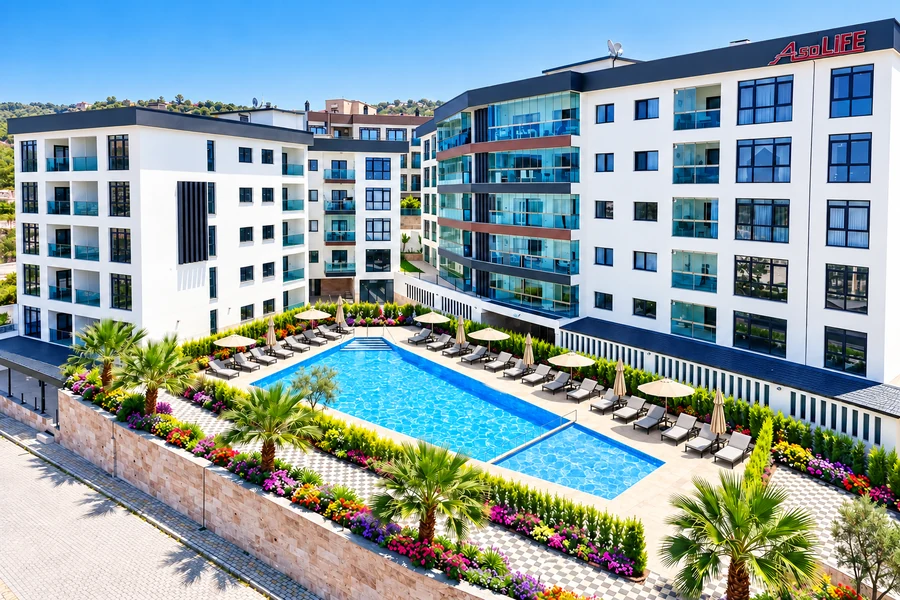 ASO Life Rezidans — havuz ve dış cephe